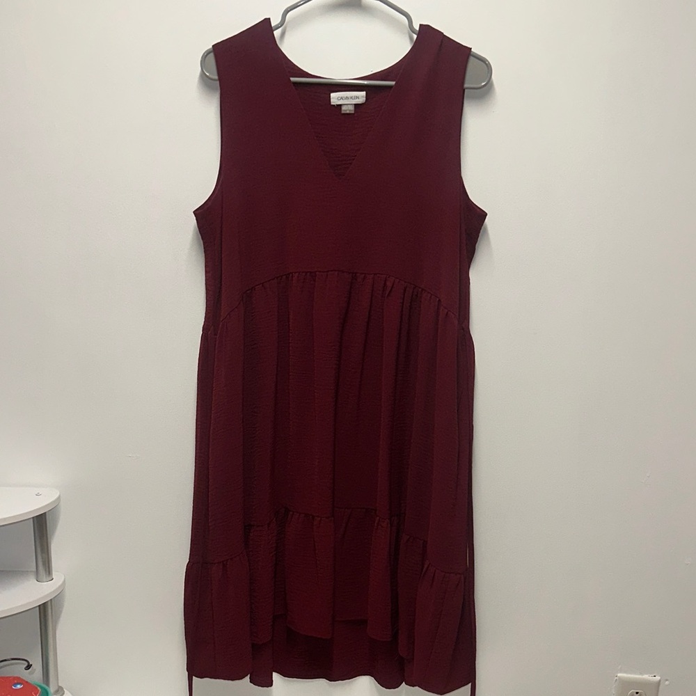 Calvin Klein Burgundy Midi Dress